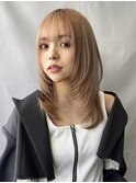 ミルクティーベージュハイトーンカラーダブルカラーレイヤー韓国