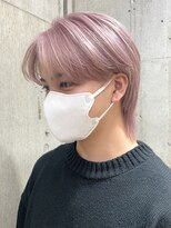 サンクマーケット 渋谷(cinq MARKET)&nbsp;韓国メンズピンクベージュミルクティーカラーセンターパートヘア