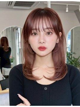 大人ガーリー/バタフライカット/ミディアムレイヤーカット/仙台