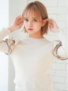 アグ ヘアー ケイブ かほく店(Agu hair cave) 《Agu hair》耳かけストレート×切りっぱなしボブ