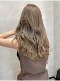 バレイヤージュショコラアッシュハイライトグレージュカラー