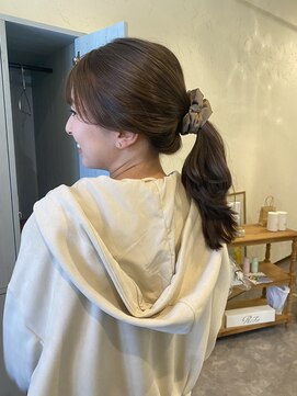 カラン(caran) 極細ハイライト×ポニーテール【@hair_mazda】