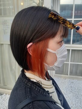 ラボヌールヘアーグレース 門前仲町店(La Bonheur hair grace) 【grace三瓶】ぷつボブ/イヤリングカラー/オレンジ