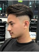 アップバングツーブロックバーバーフェードツイストメッシュ
