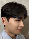 韓国シースルーマッシュカルマパーマダウンパーマ黒髪マッシュ