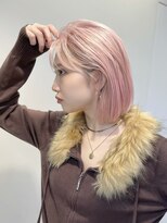 ミルクティーベージュ切りっぱなしボブ韓国風ハイトーン20代
