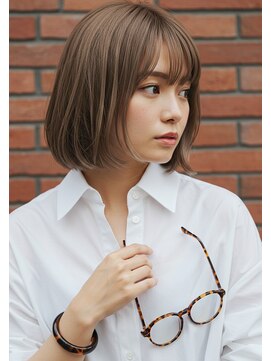 フルショウ 小牧(FURUSHO) 大人可愛いナチュラルワンカール丸みショートボブマロンベージュ