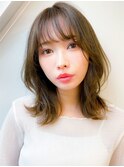 韓国風エギョモリ★くびれ外ハネミディ大人可愛い小顔20代30代