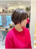 大人可愛い20代30代40代黒髪前下がりショートボブ丸みショート◎