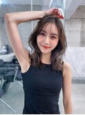 黒髪韓国小顔レイヤーイメチェン暗めオリーブグレークラゲヘアー