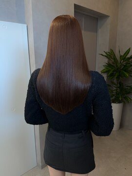 オムニス 表参道(Omnis) 韓国美髪ロングストレートヘア髪質改善暗髪ピンクブラウンカラー