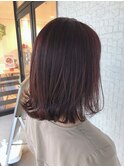 ピンクブラウン×外ハネミディ