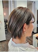 ブリーチなしカラーニュアンスショートハイライト大人可愛い