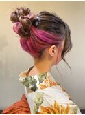 浴衣　ヘアアレンジ　お団子アレンジ