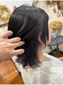 インナーカラーブラック×パープルミディアム外はね