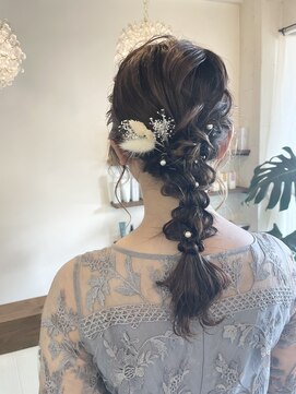 ヘアーサロン リベット(hair salon Libett) 結婚式編みおろしヘアセットショコラベージュホワイトグレージュ