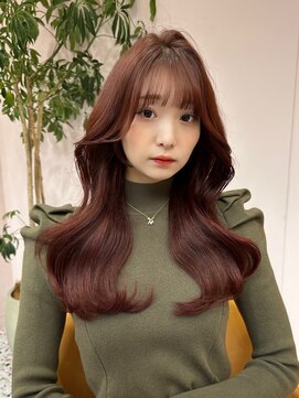 ボタン シブヤ(VOTAN SHIBUYA) 韓国ヘア/くびれヘア/前髪あり/顔まわりカット/カシスピンク