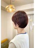 ピンクベージュ×マッシュショート