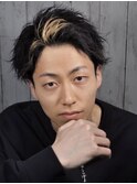 メンズショートビジネスツーブロックセンターパートフェード