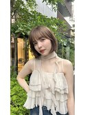 切りっぱなしボブエアリーロング美髪ピンクブラウン