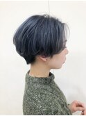 【morio坪井】ネイビー×ケアブリーチ ×ショート
