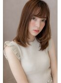 ピンクカラーシースルー前髪ロングレイヤーY大宮10代20代30代