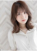 【ROMA銀座】女子力マロンベージュ/外ハネくびれ鎖骨ミディアム