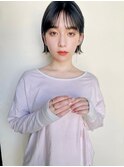 ミニボブ/シースルーバング/ネイビーブルー/黒髪カタログ/韓国