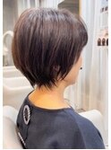 大人ショートヘアイルミナカラーグレーベージュ