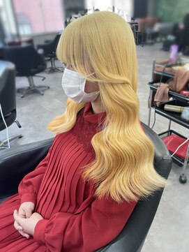 オズ 梅田店(OZ) 韓国風抜きっぱなしブロンド×ヨシンモリ/艶髪ハイトーン