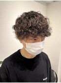 ベージュカラー×スパイラルパーマ
