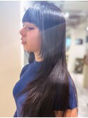 大人の姫カットと上品なアッシュグリーン○20代30代40代○