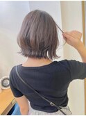 韓国風切りっぱなし小顔ボブ/黒髪地毛風カラー/博多