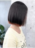 -裾カラー重めボブ大人ボブオレンジベージュ切りっぱなしボブ3