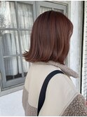 アプリコットオレンジ×ダークトーン×外ハネボブ