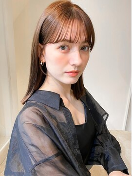 レア 表参道(L'ea) くびれヘアアプリコットオレンジ夏ヘアハイライトカラー韓国ヘア