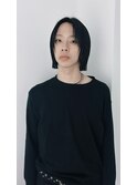 =メンズボブ/フェザーパーマ／MEN’S HAIR/ブルーブラック