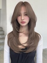 ユーフォリア 渋谷グランデ(Euphoria SHIBUYA GRANDE)&nbsp;ミルクティーベージュ　ハッシュカット　シースルーバング　MEI