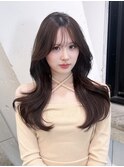 ロング大人ガーリー韓国ヘア顔周りレイヤー_F21364