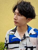 無造作マッシュセンターパート×ソフトツイストスパイラルパーマ