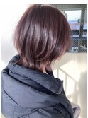 レイヤーボブ　顔まわりレイヤー　ひし形　ラベンダーピンク