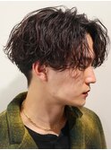 波巻きパーマスパイラルパーマツーブロックセンターパート