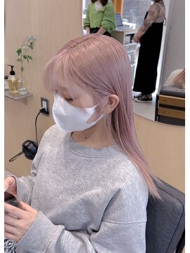 スタン 渋谷(Stam) ピンクベージュペールピンク春カラーケアブリーチ渋谷ハイトーン