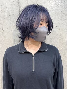 ムード(mood) ブルーバイオレット/ネイビーカラー/ブリーチ/ウルフカット/ボブ