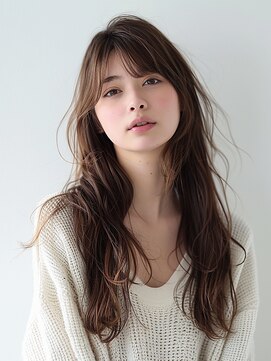 ほんのりピンクベージュ×ロングウェーブ