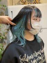 カリーナコークス 原宿 渋谷(Carina COKETH)&nbsp;水色/インナーカラー/ダブルカラー/レイヤーカット/ウルフカット
