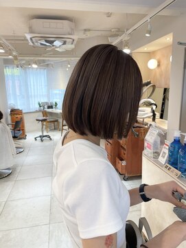 キャンバス バイ ネオリーブ 横浜西口(Canvas by neo.) ハイライト ベージュ ボブ 伸ばし中カット【miku】