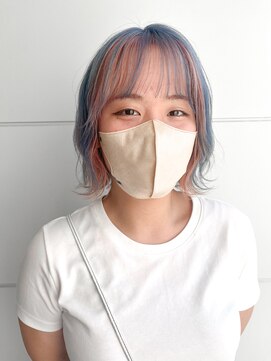 アントワープヘアー(Antwerp hair) くすみブルー×ベビーピンク/インナーカラー