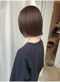 外はね きりっぱなし ボブ オリーブベージュ
