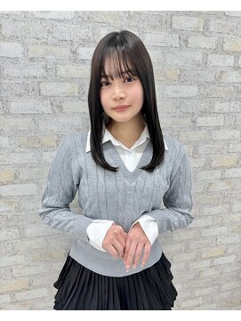 オーロ 西宮店(ORO) ブルーブラック艶カラー 内巻きロング